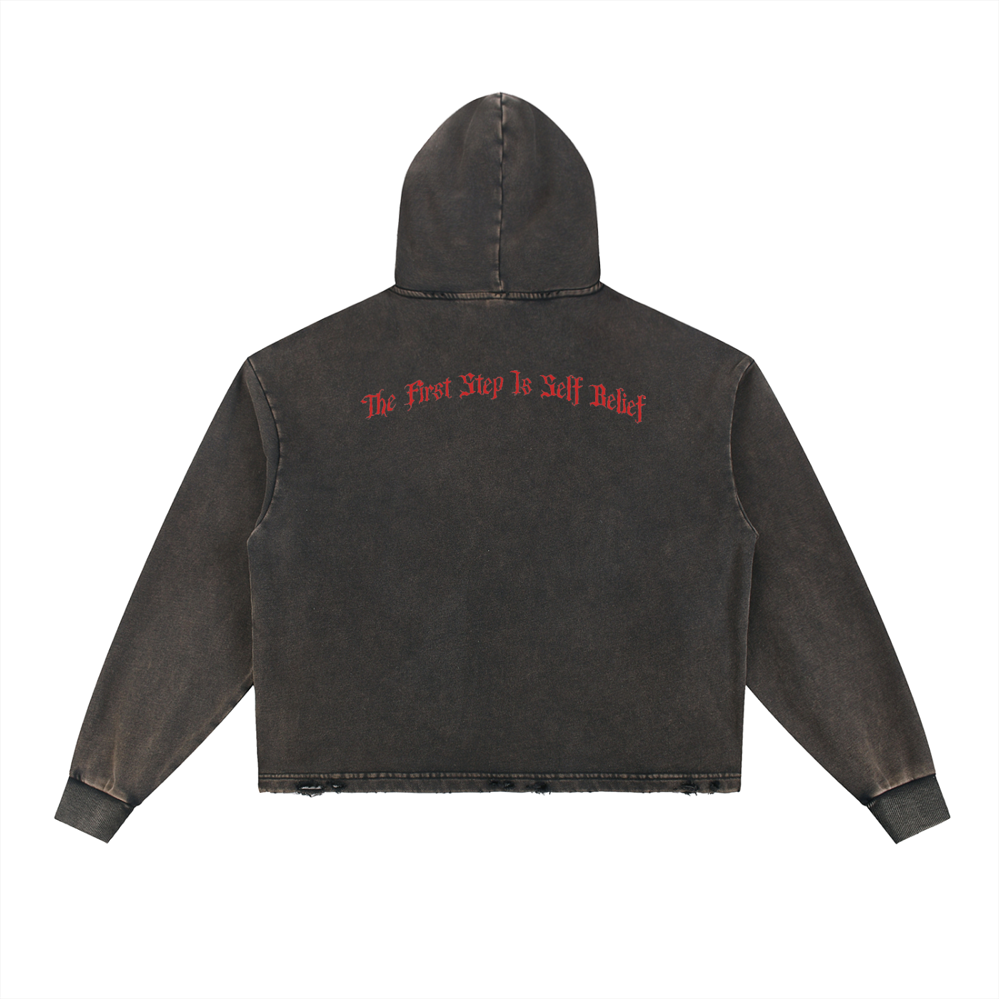 Kaizen "Self Belief" Vintage Washed Frayed Hoodie