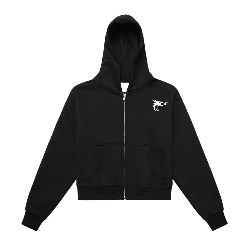 Kaizen Fleeced Zip-Up Cropped Hoodie