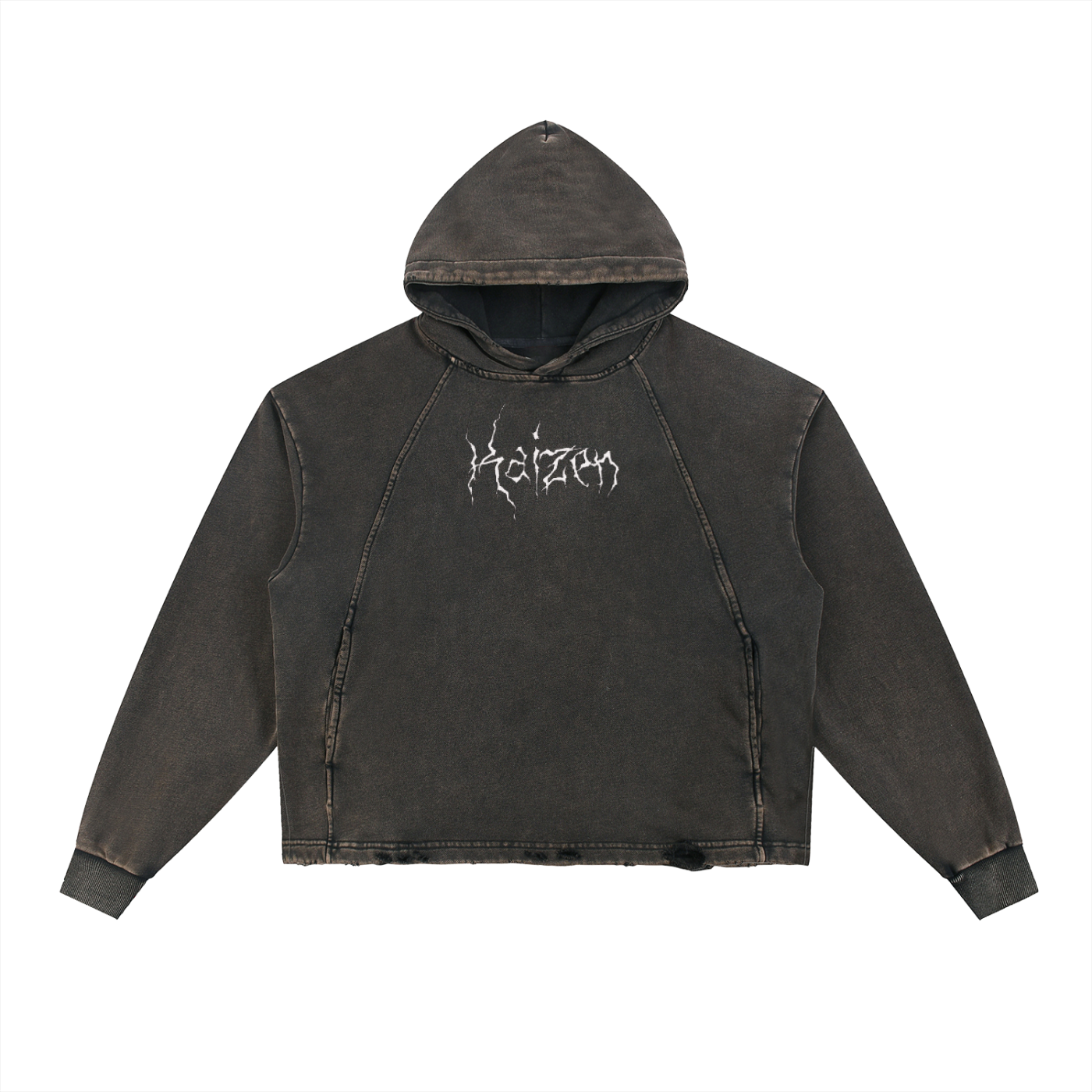 142 - Eternal Warrior Washed Frayed-Hem Hoodie