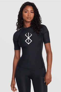 Unisex Compression Shirt featuring the Berserk Brand of Sacrifice emblem, ideal for fitness and athletic activities.