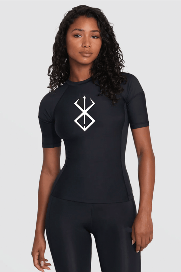 Unisex Compression Shirt featuring the Berserk Brand of Sacrifice emblem, ideal for fitness and athletic activities.
