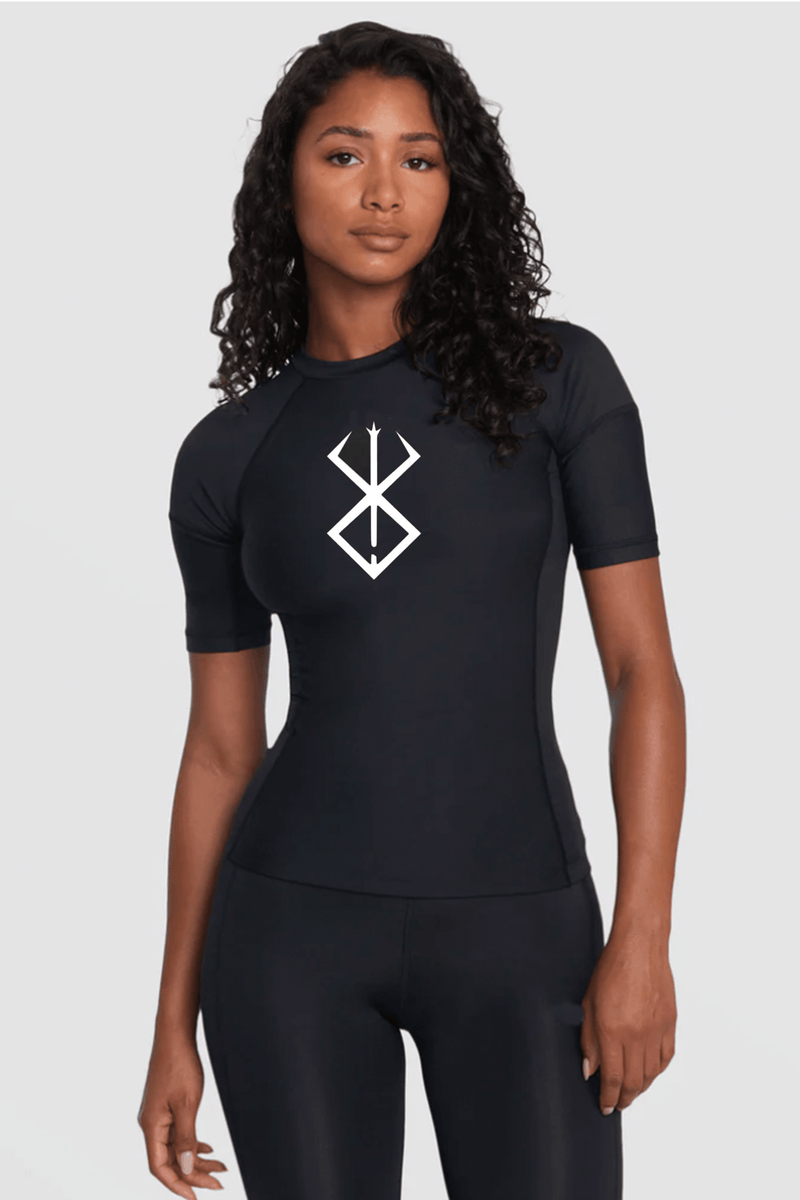 Unisex Compression Shirt featuring the Berserk Brand of Sacrifice emblem, ideal for fitness and athletic activities.