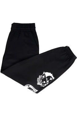 Gym joggers featuring 'Never Let Go' text, designed for comfort and performance with an adjustable waistband and tapered fit.
