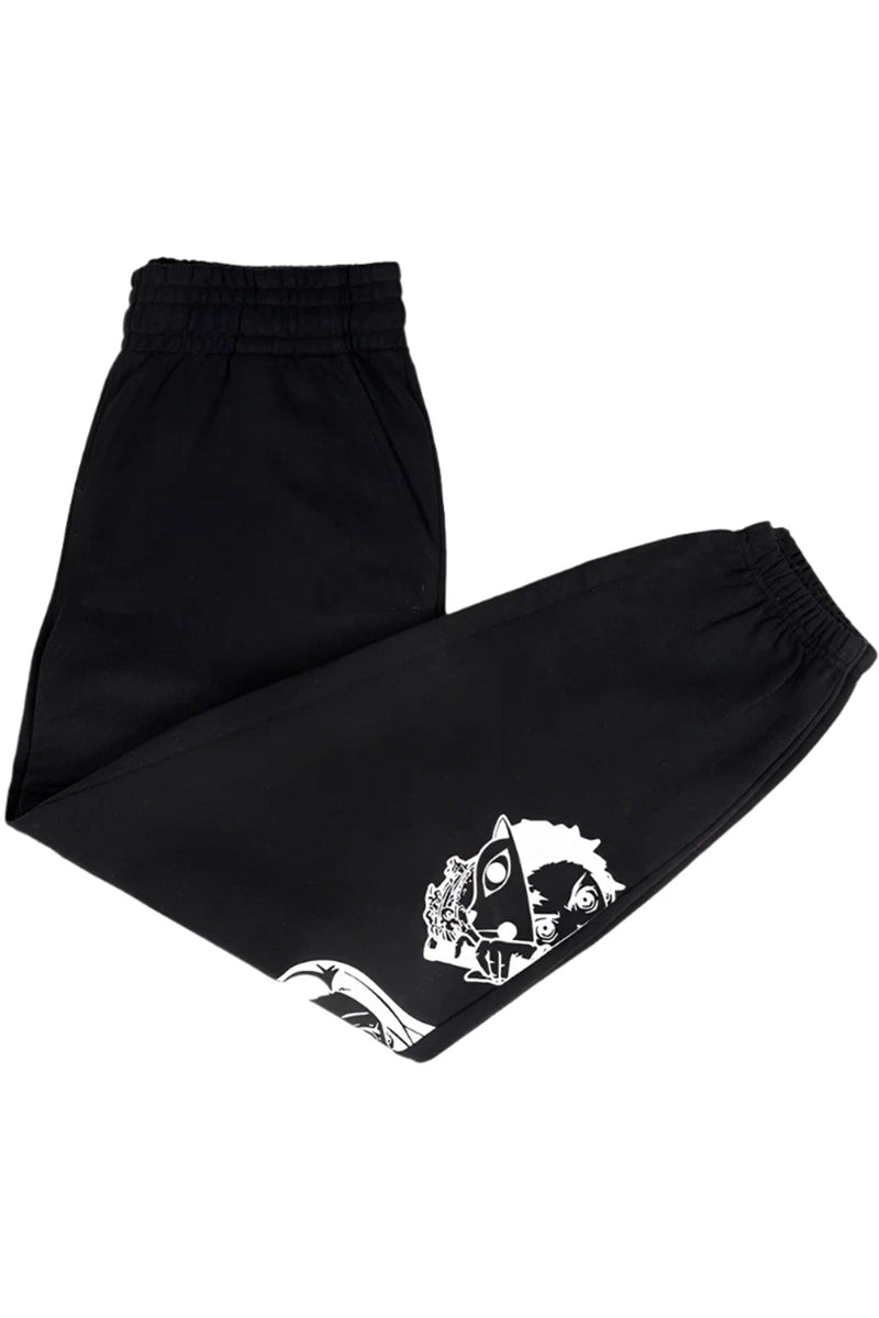 Gym joggers featuring 'Never Let Go' text, designed for comfort and performance with an adjustable waistband and tapered fit.