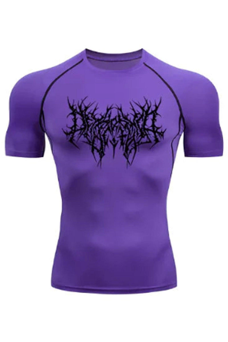 Vengeance compression shirt, designed for enhanced performance and comfort during workouts with bold, striking graphics.