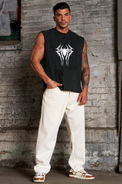 Tank top featuring the Spider-Man logo, designed for comfort and style during workouts or casual wear.
