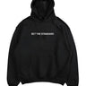 Oversized hoodie featuring 'Set the Standard' text, designed for comfort and style with a relaxed fit and adjustable drawstring hood.