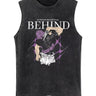 Gray vintage washed tank top featuring Toji Fushiguro design with purple accents, crafted for a relaxed fit and style during workouts.